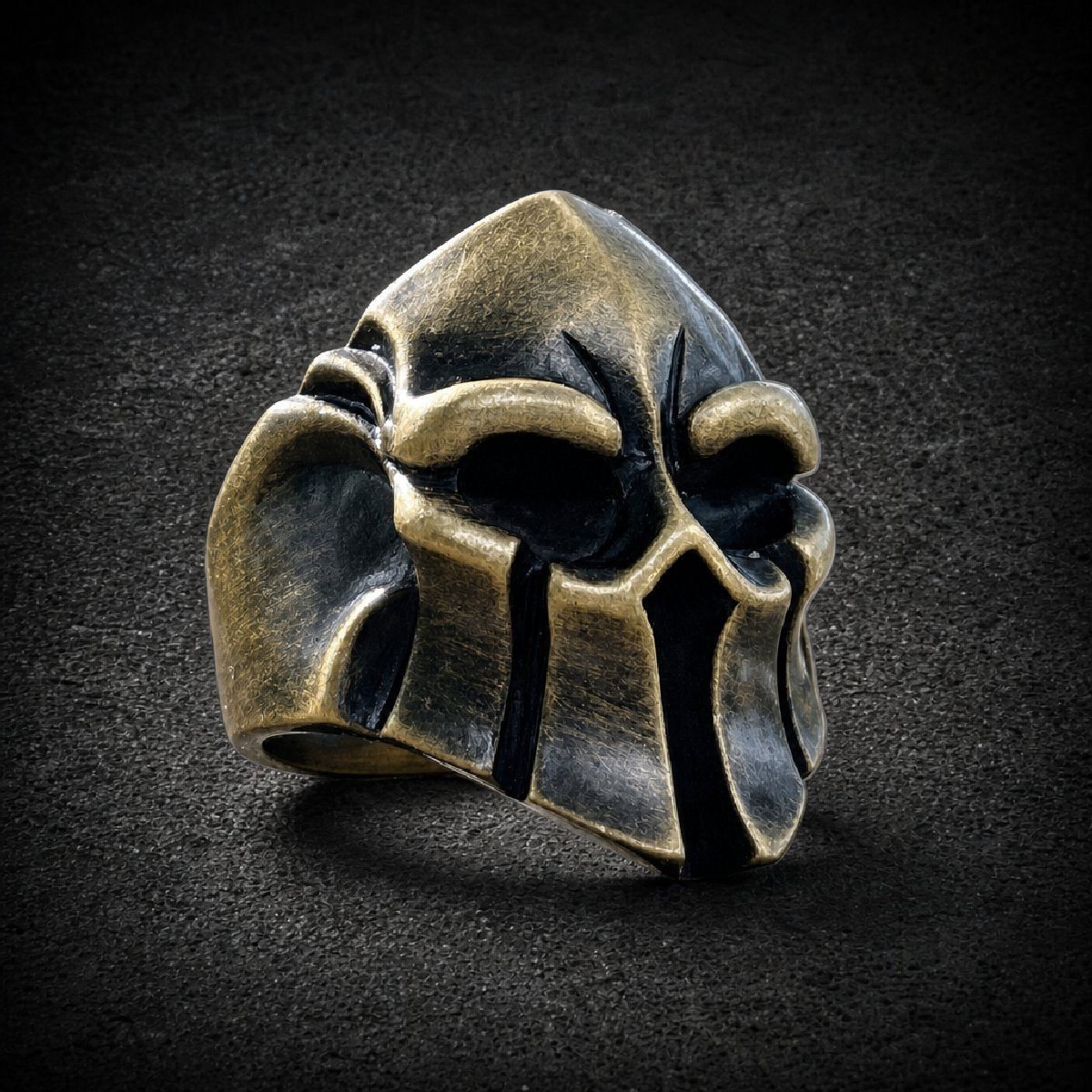 Arena Warlord — Gladiator Skull Ring - 316L stainless steel unisex jewelry, arena warlord battle mask ring, oxidized bronz…