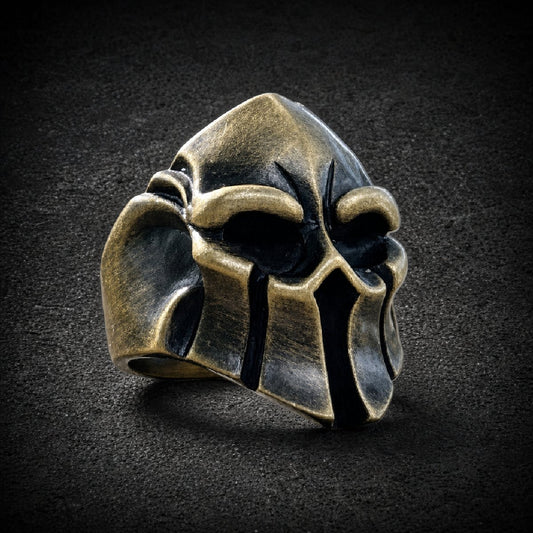 Arena Warlord — Gladiator Skull Ring - 316L stainless steel unisex jewelry, arena warlord battle mask ring, oxidized bronz…