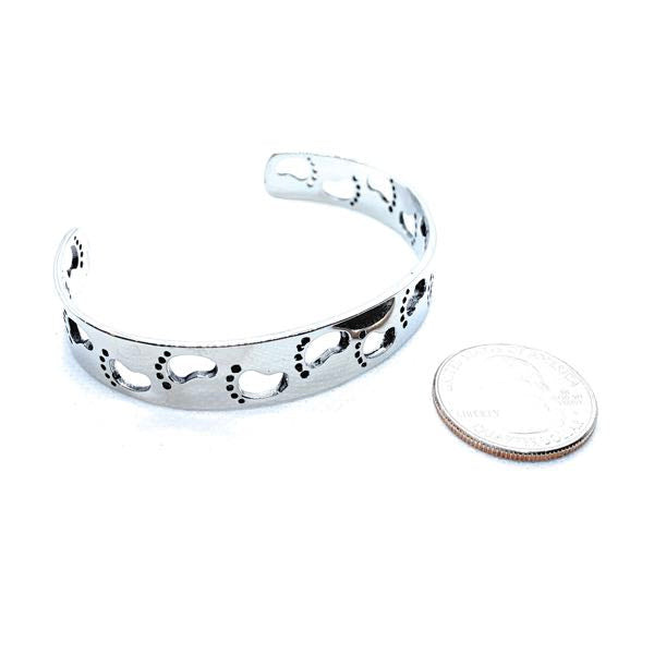 Silver Footstep Bangle Bracelet