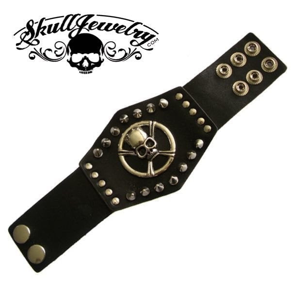 'Point of Know Return' Skull Bracelet w/Spikes