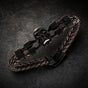 Back In Black - Brown Leather Bracelet w/Black CZ Eyes (#B0064)