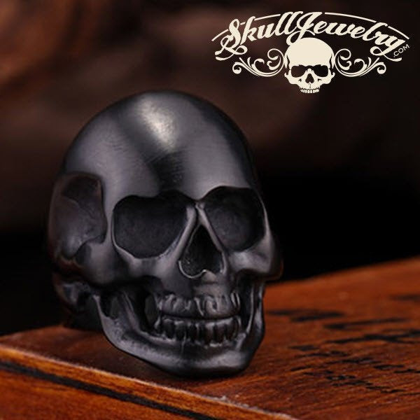 back in black - matte black skull ring