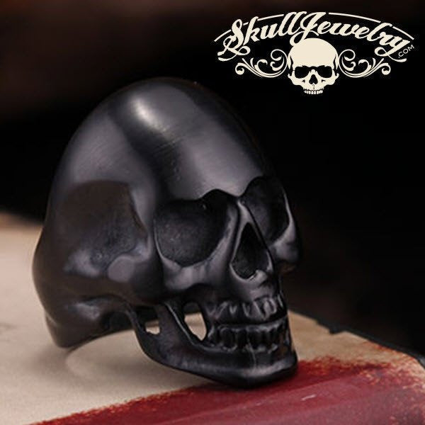 matte black stainless steel skull ring sizes 6-15