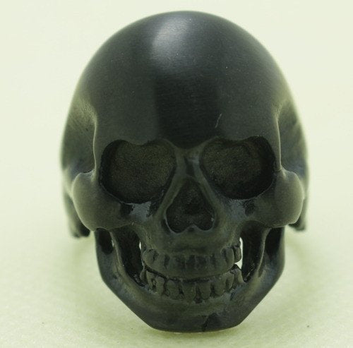 Back in Black Stainless Steel Skull Ring - Matte Black Skull Ring (#BNB)