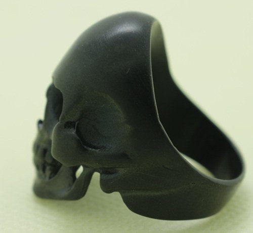 Back in Black Stainless Steel Skull Ring - Matte Black Skull Ring (#BNB)