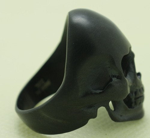 Back in Black Stainless Steel Skull Ring - Matte Black Skull Ring (#BNB)