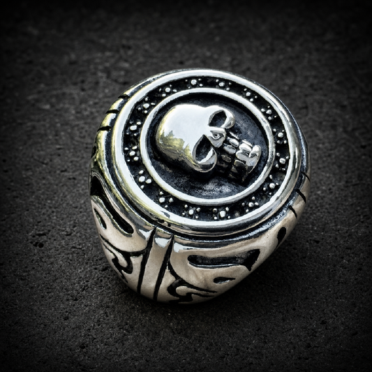 Beast Of Burden - Big, Bold & Heavy Round Skull Ring - 316L stainless steel unisex jewelry (R0784)