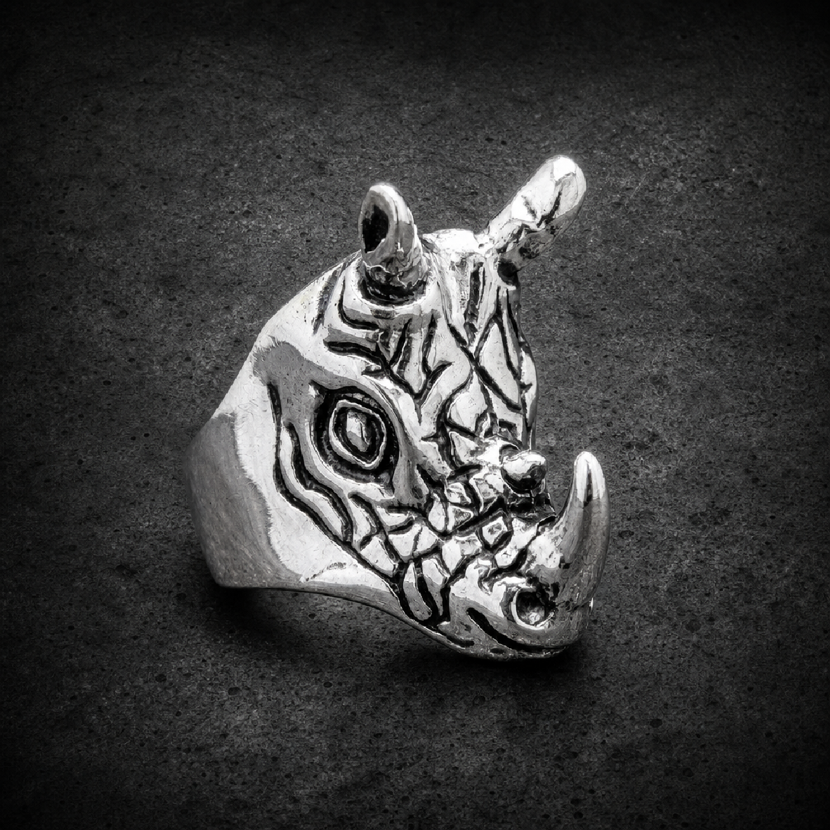 Big and Bold Rhino Stainless Steel Ring - 316L stainless steel unisex jewelry (R0667)