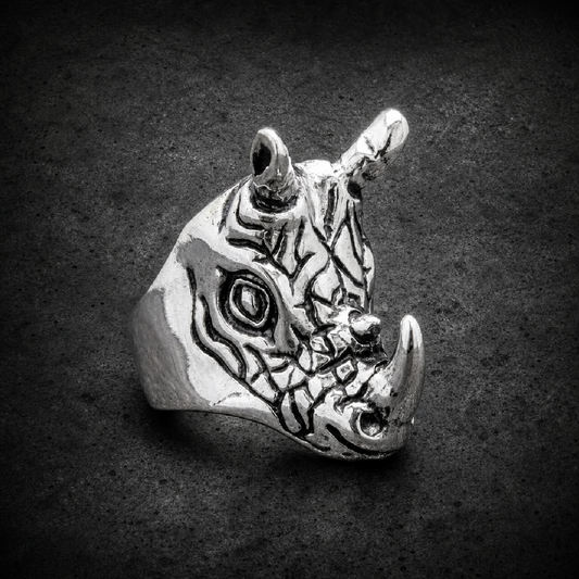 Big and Bold Rhino Stainless Steel Ring - 316L stainless steel unisex jewelry (R0667)
