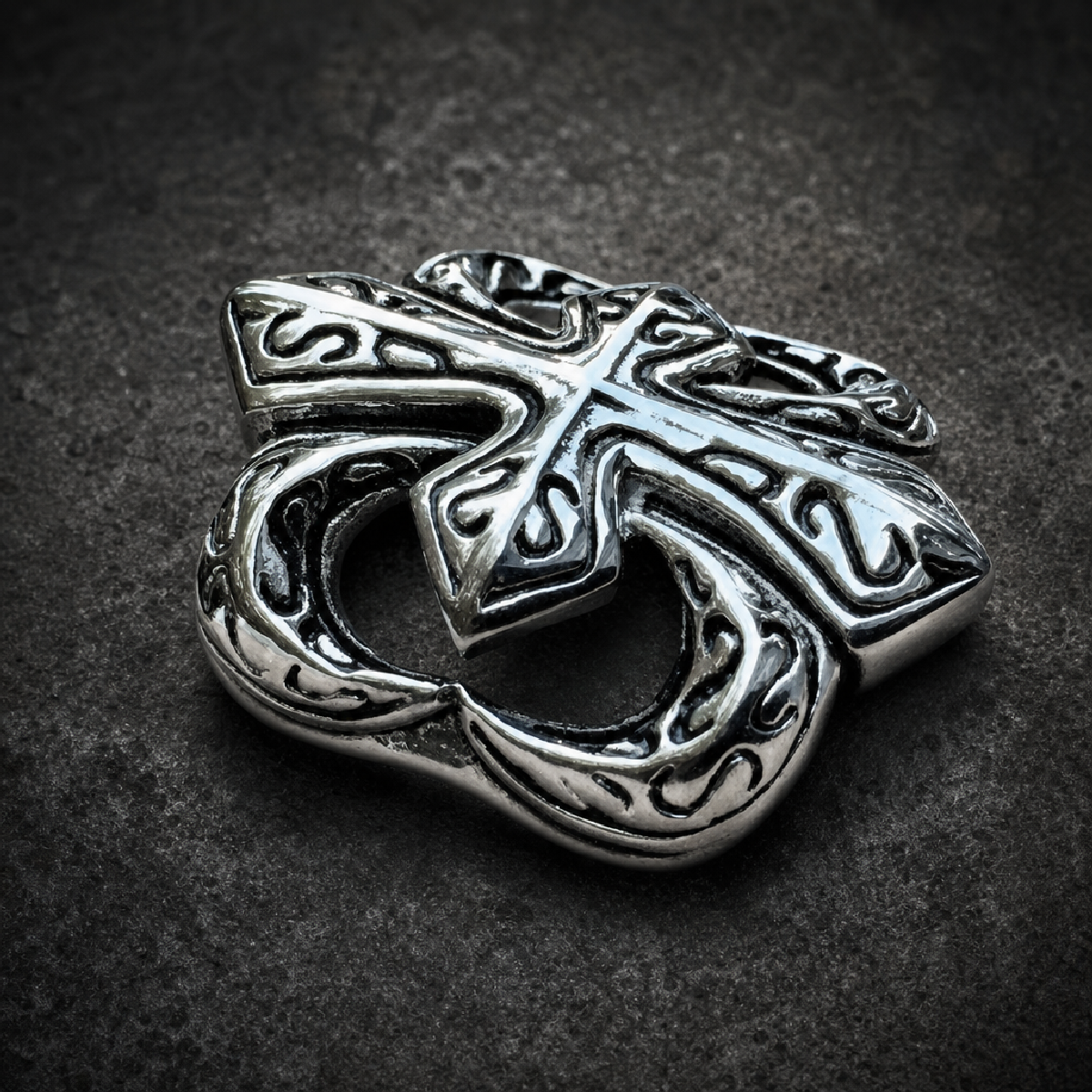 Big, Bold & Heavy Cross Ring - 316L stainless steel unisex jewelry (R0473)