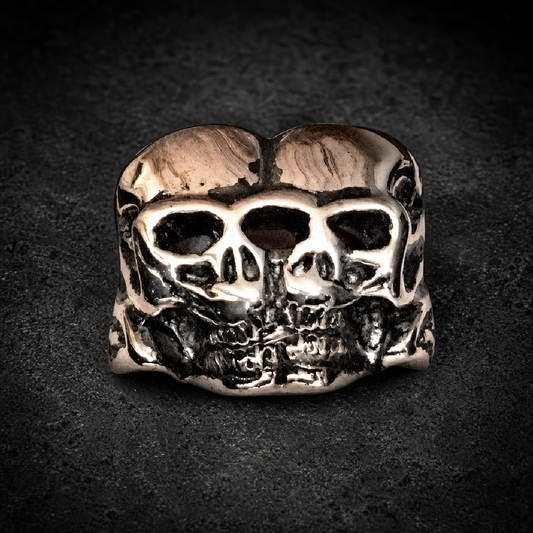 Big, Bold & Heavy 'Love Me Two Times' Skull Ring (209) - 316L stainless steel unisex jewelry (R0422)