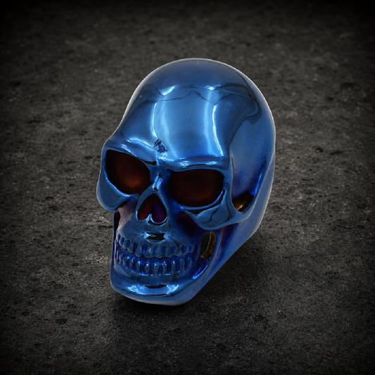 Big, Bold & Heavy STEEL BLUE Skull Ring - 316L stainless steel unisex jewelry (R0435)