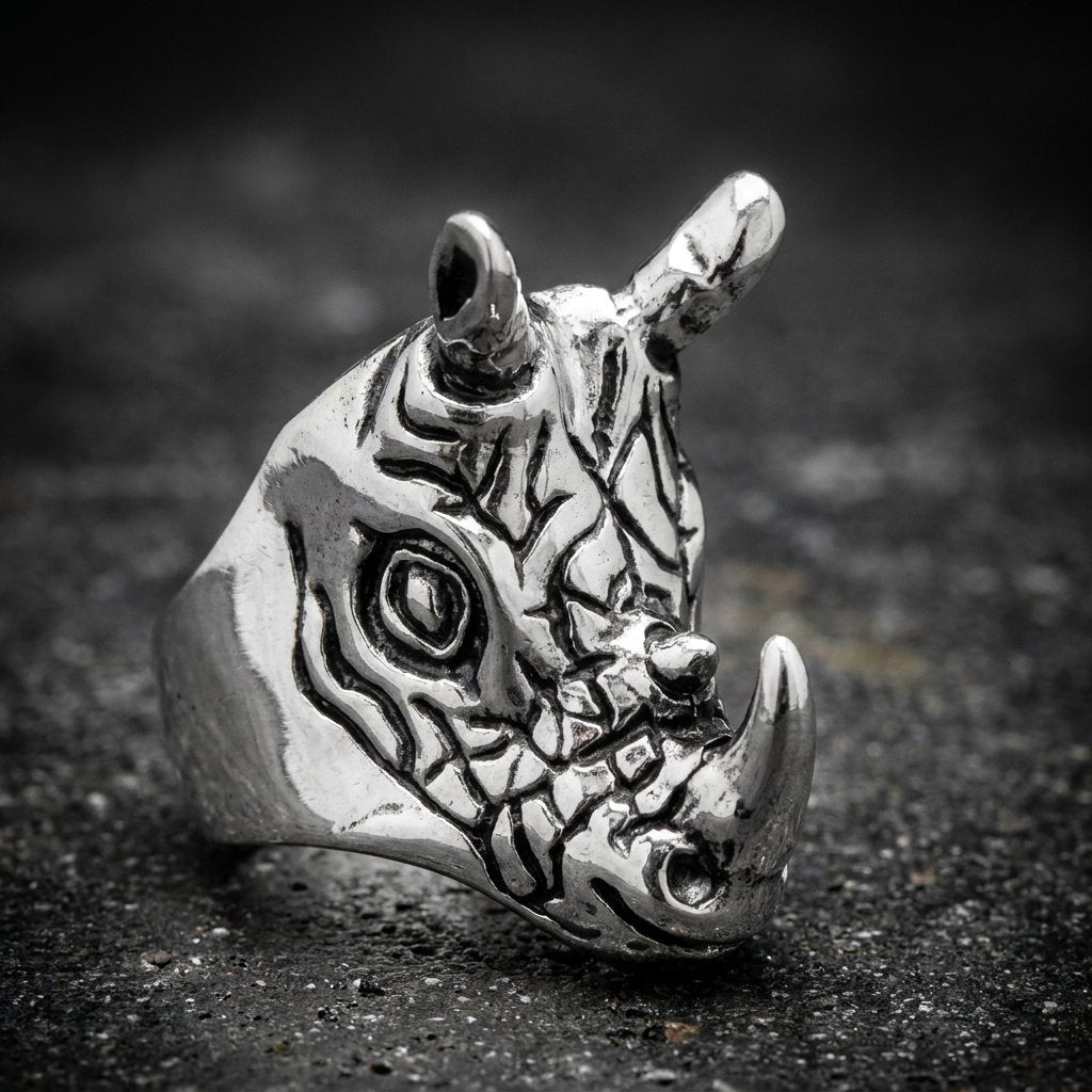 Big and Bold Rhino Stainless Steel Ring (#590)