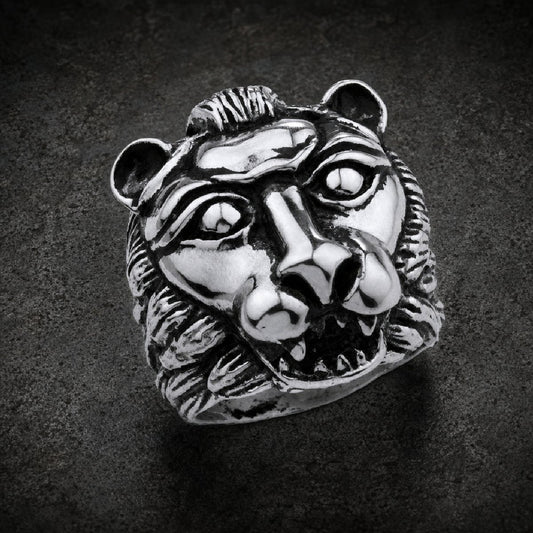 Big, Heavy and Solid Stainless Steel Lion Ring (#R0437)