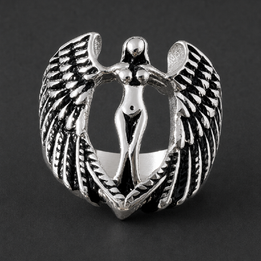 Biker Angel - Stainless Steel Ring - 316L stainless steel unisex jewelry (R0642)