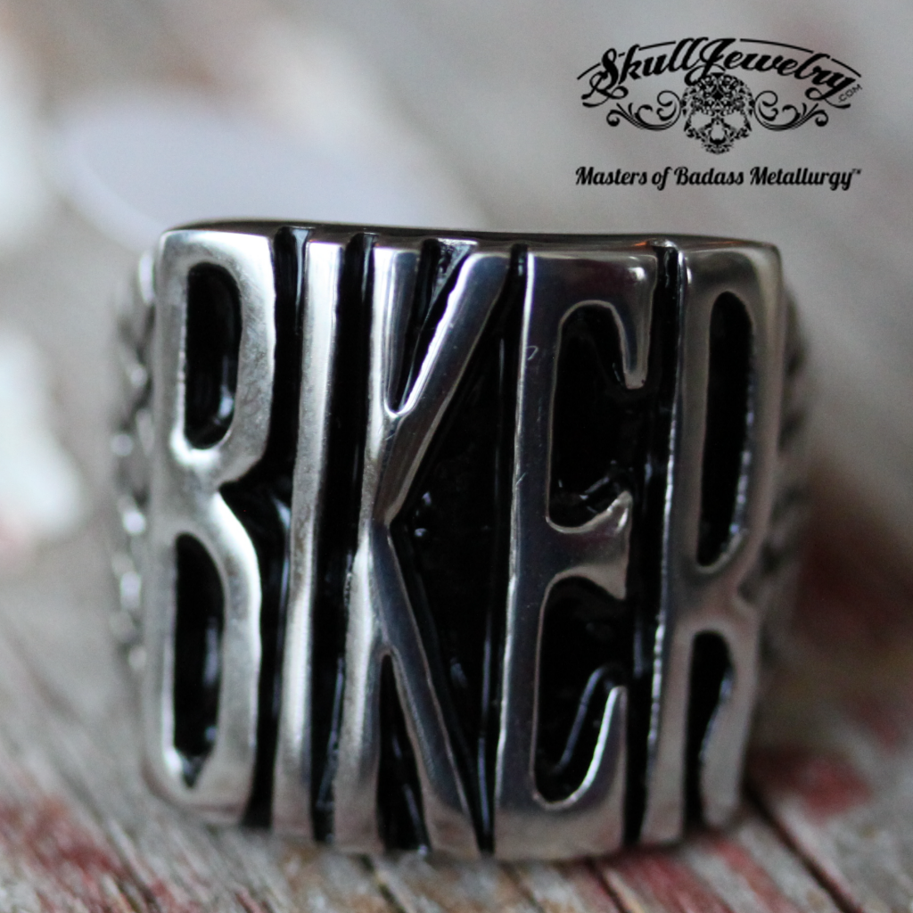 badass biker stainless steel ring from skulljewelry.com