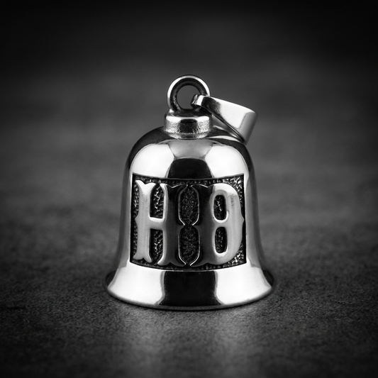 HD / MC Biker Bell, 316L stainless steel, Guardian Bell, motorcycle accessory, dark background