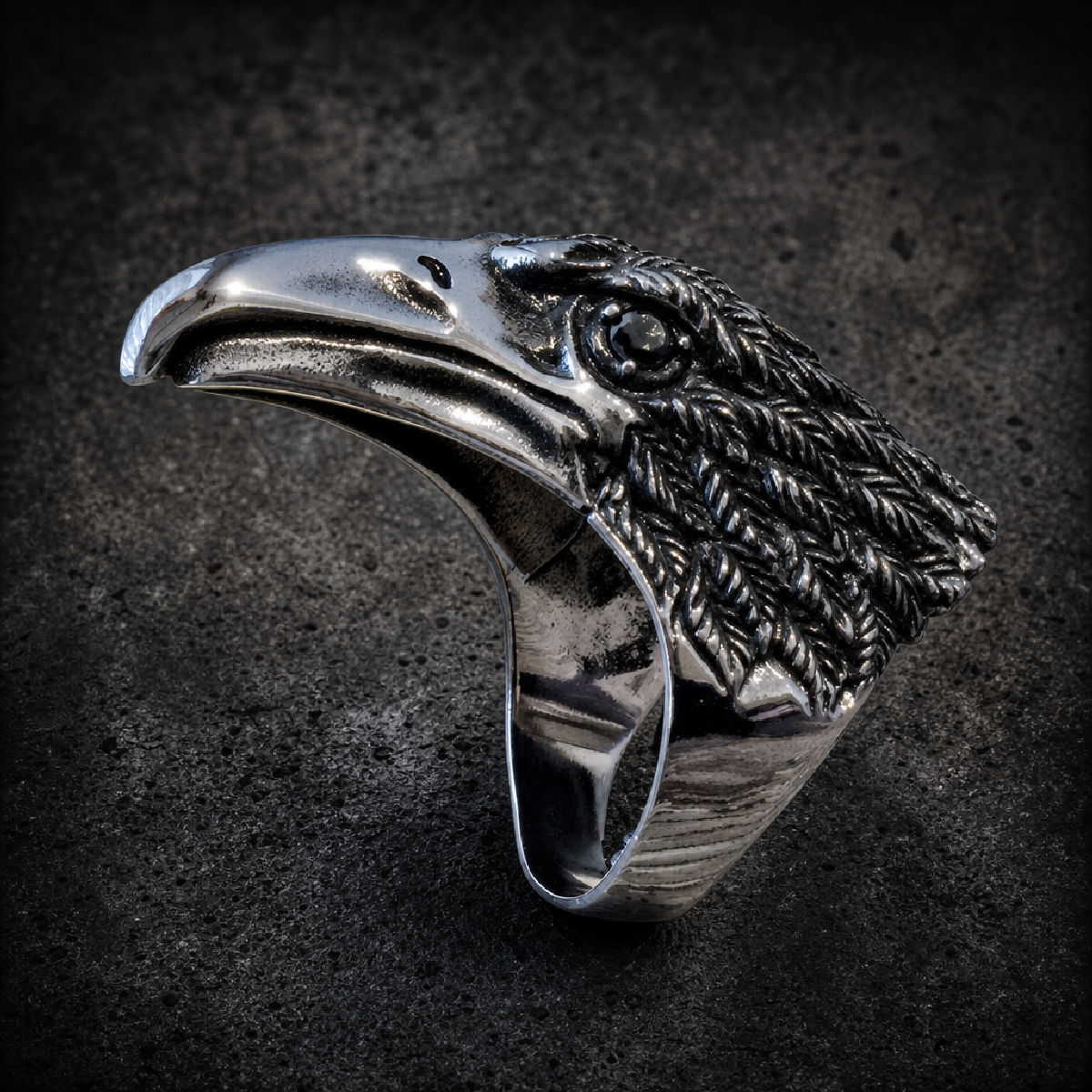 Bird of Prey Ring - Big, Heavy & Solid Ring With Large Beak and Ruby, Pink or Black Eyes (3 colors to choose from) - 316L…