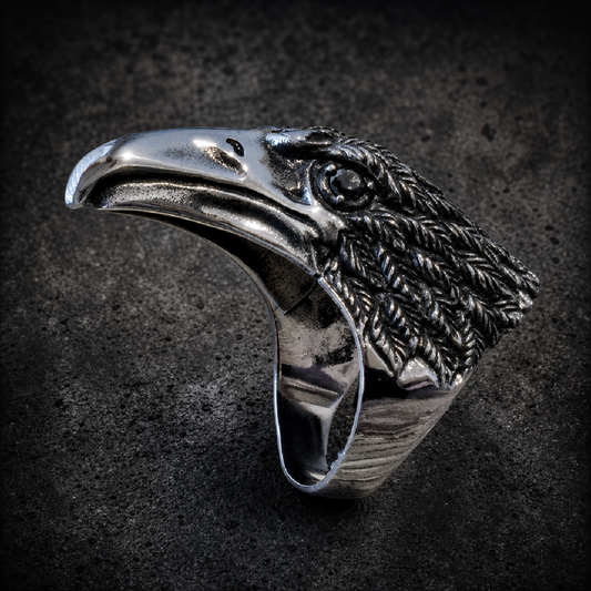 Bird of Prey Ring - Big, Heavy & Solid Ring With Large Beak and Ruby, Pink or Black Eyes (3 colors to choose from) - 316L…