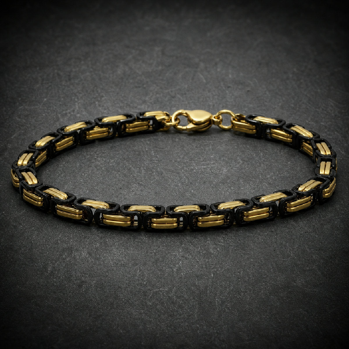 Gilded Warlord — 9" Two-Tone Byzantine Chain Bracelet (#B0188)