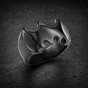 BLACK 'Dark Knight' Stainless Steel Bat Ring (#R0588)