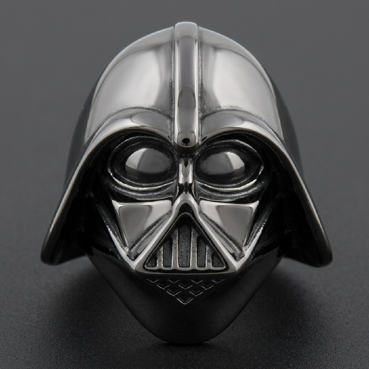 BLACK "Darth Vader" Stainless Steel Ring - 316L stainless steel unisex jewelry (R0722)