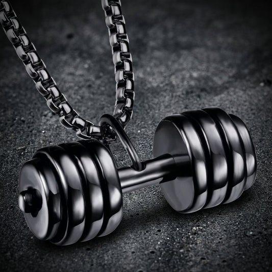 Black 'Deadlift' Dumbbell Pendant (#p421Black)