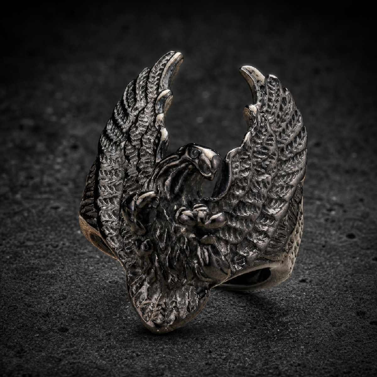 BLACK 'Fly Like an Eagle' Big, Bold & Heavy Ring - 316L stainless steel unisex jewelry (R0464)