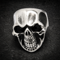 Black Friday - Skull Ring with Black Gem Stone Eyes (#R0475)