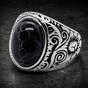 Black Hawk - Stainless Steel Black Turquoise Ring (#R0825)
