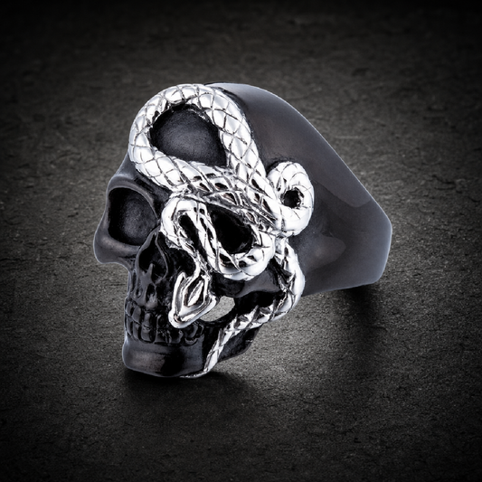 Black 'Here I Go Again' Stainless Steel Skull Ring - 316L stainless steel unisex jewelry (R0350)
