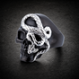 Black 'Here I Go Again' Stainless Steel Skull Ring (#R0350)