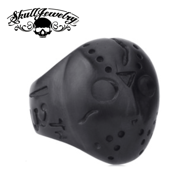 black jason friday the 13th mask ring