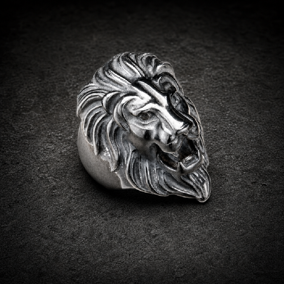 BLACK 'King Leonidas' the Lion - Big, Bold & Heavy Ring - 316L stainless steel unisex jewelry (R0463)