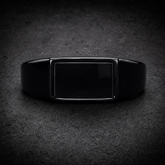 Black Ledger Ring - 316L stainless steel unisex jewelry (R0870)