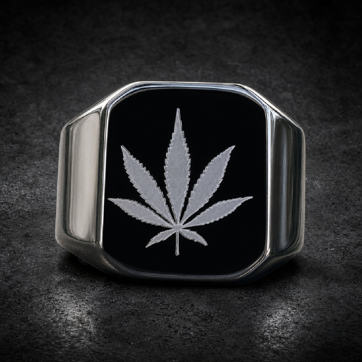 Black Marijuana Leaf Ring – Bold, Unique, and Full of Attitude - 316L stainless steel unisex jewelry (R0575)
