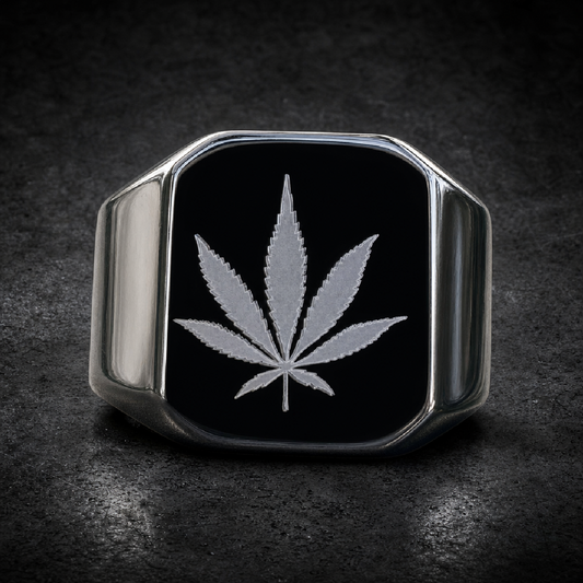 Black Marijuana Leaf Ring – Bold, Unique, and Full of Attitude - 316L stainless steel unisex jewelry (R0575)