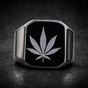 Black Marijuana Leaf Ring – Bold, Unique, and Full of Attitude (#R0575)