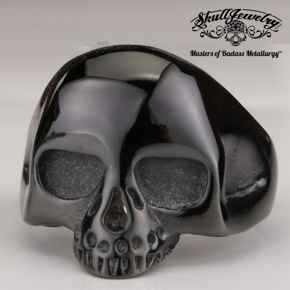 Black Old School Skull Ring Like the World Famous Keith Richards Ring But In Black