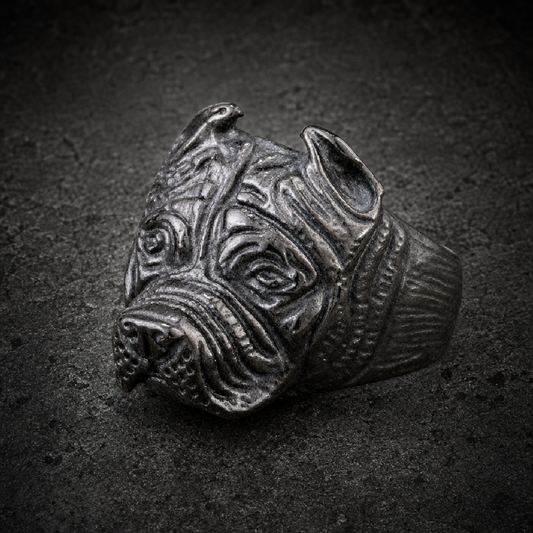 Black Pitbull Ring - 316L stainless steel unisex jewelry (R0469)