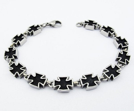 Black and Stainless Steel Celtic Cross Bracelet