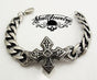 Detailed Black & Silver Toned Cross Bracelet (#890)