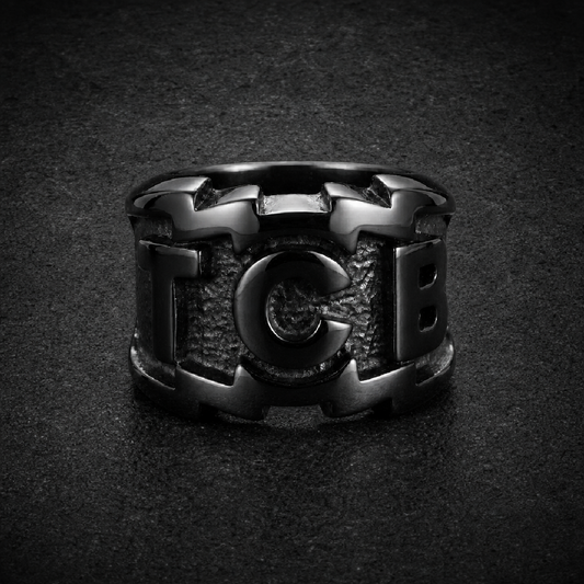 Black 'TCB' Elvis Presley Ring - 316L stainless steel unisex jewelry (R0580)