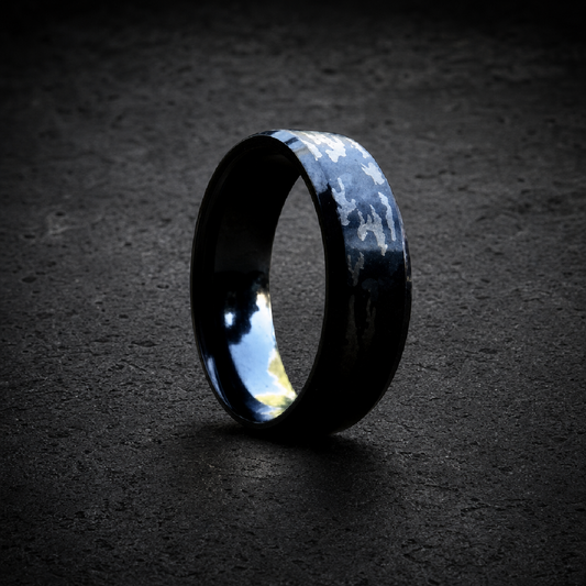Black Triple-Color Camouflage Band - ring 316L stainless steel unisex jewelry (R0494)
