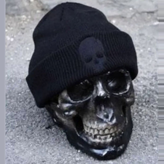 Black Skull Knitted Beanie Hat