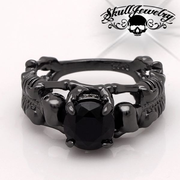 black on black skull ring