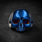 BLUE ON BLACK — Old School Skull Ring (#R0613)