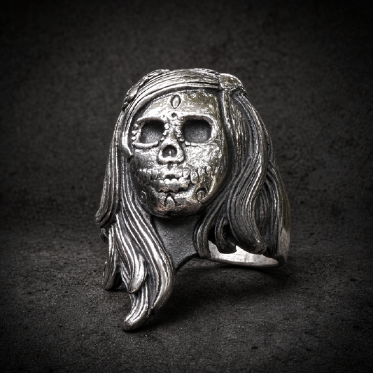 Bonita - Sugar Skull aka Día de Muertos anillo - ring 316L stainless steel unisex jewelry (R0365)