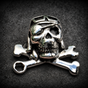 Bonneville Bomber - Skull Ring with Wrench, Goggles and an Eye Patch (#R0503)