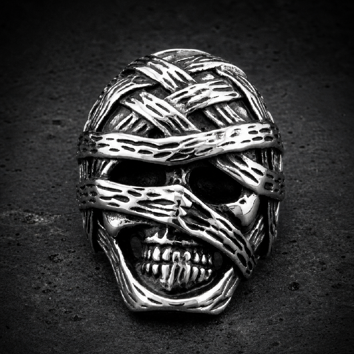 Boris Karloff 'The Mummy' Skull Ring - 316L stainless steel unisex jewelry (R0424)